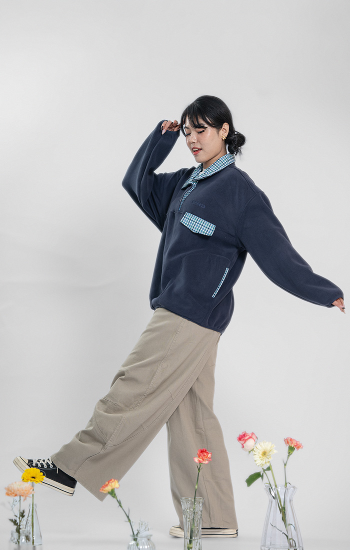 Check Blue Pollar Pullover