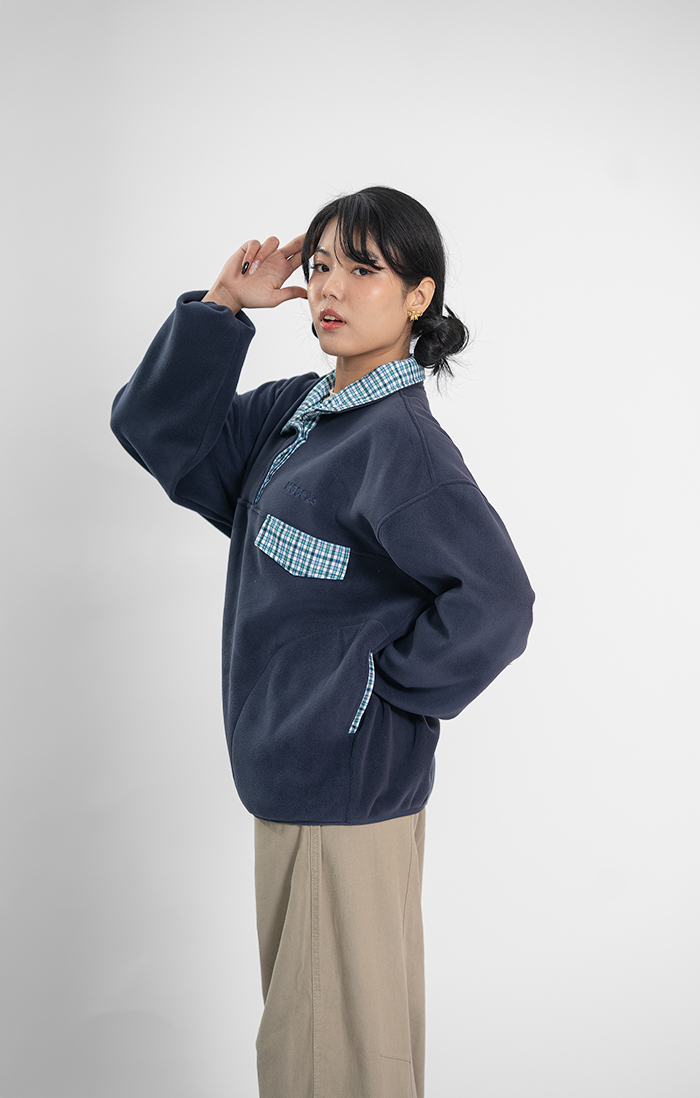 Check Blue Pollar Pullover