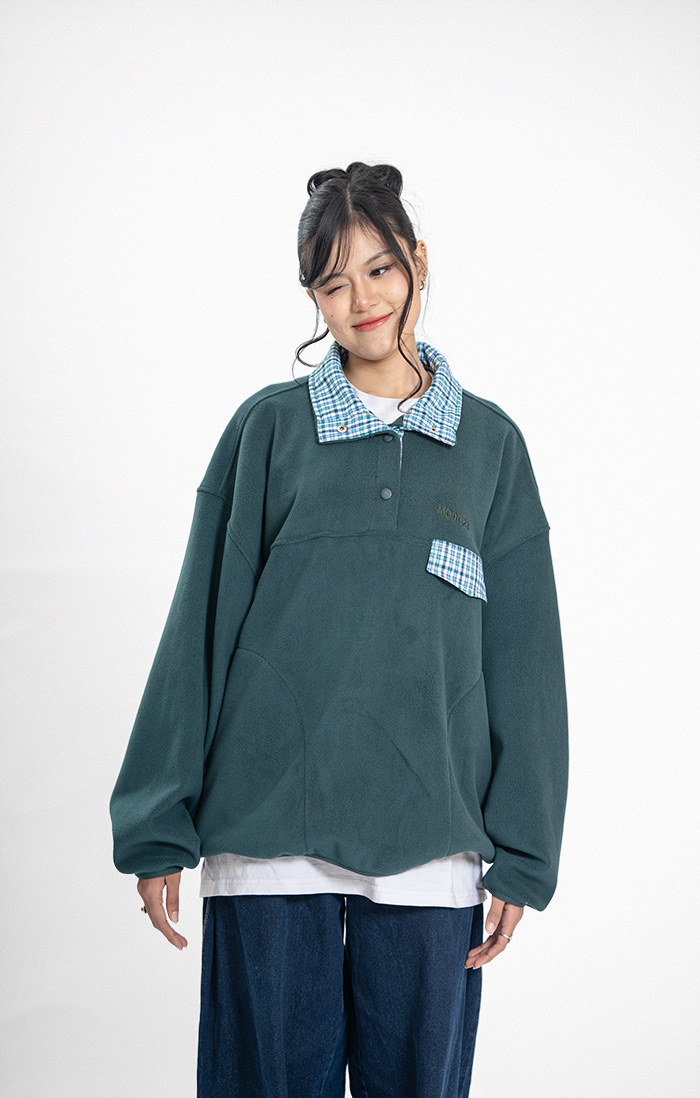 Check Green Polar Pullover