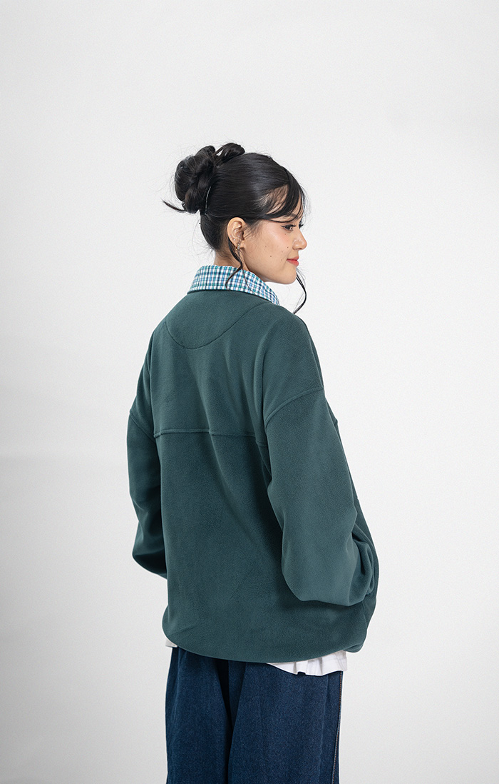 Check Green Polar Pullover