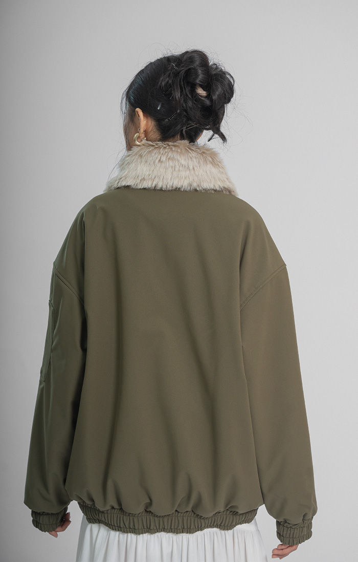 Olive Green Fur Jacket