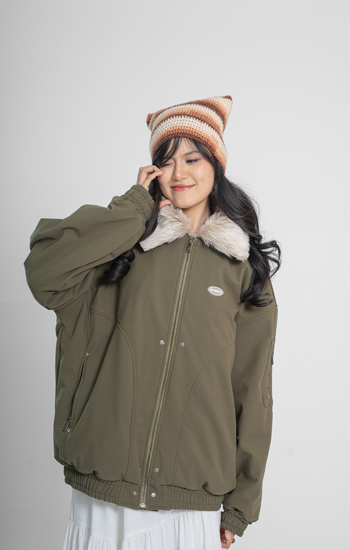 Olive Green Fur Jacket