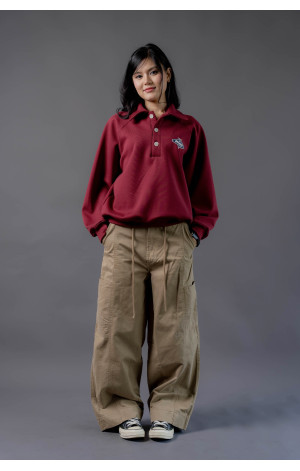 Mode23 Front Button Maroon Pullover