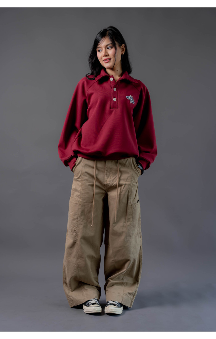 Mode23 Front Button Maroon Pullover