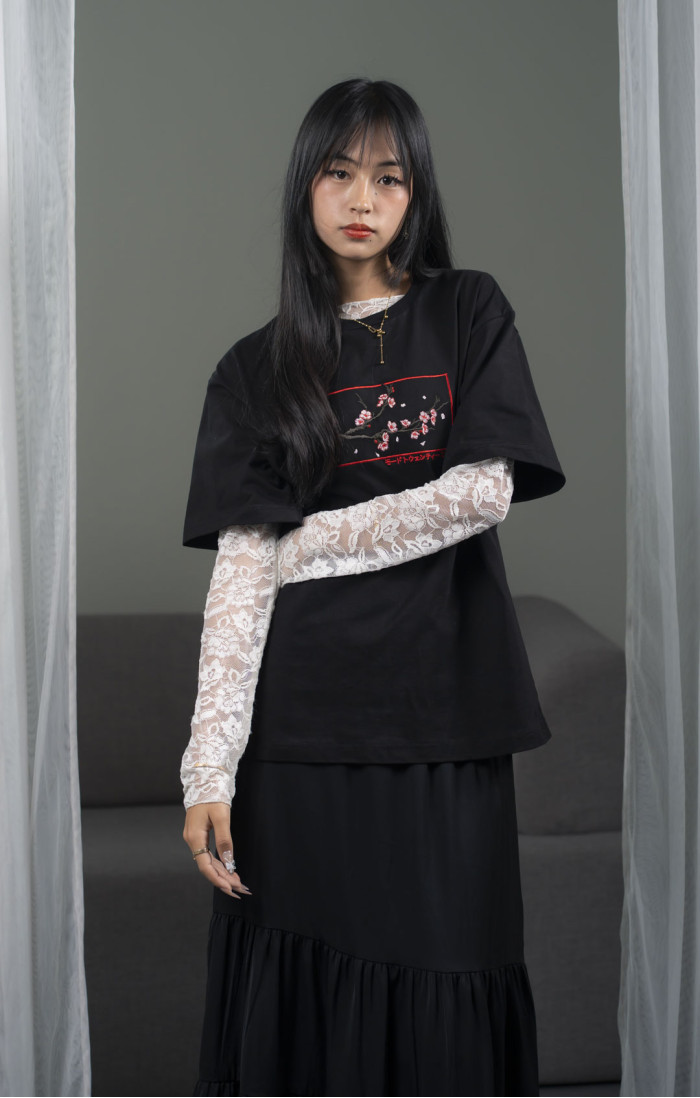Sakura Black Tee