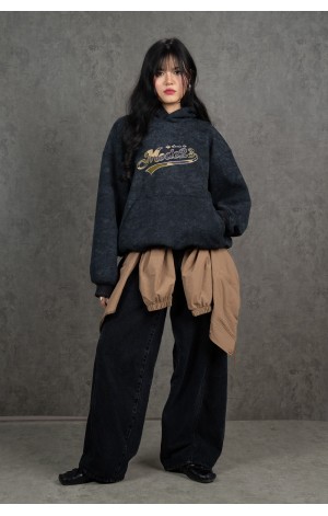 Black Acid Wash Hoodie
