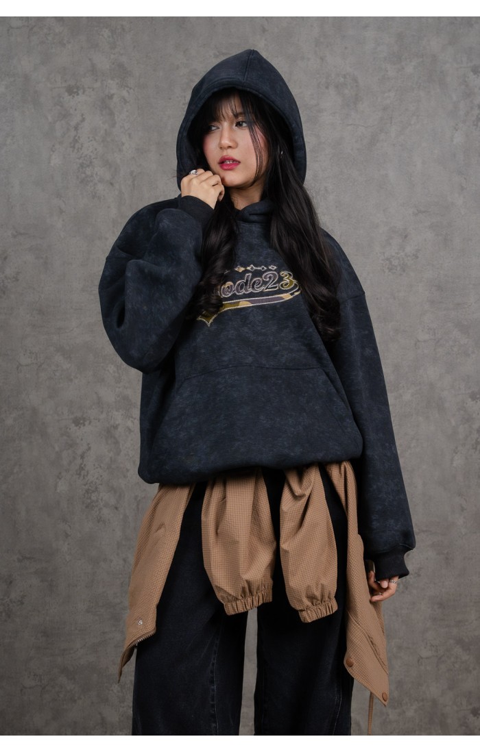 Black Acid Wash Hoodie