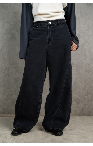 Mode Black Barrel Jeans