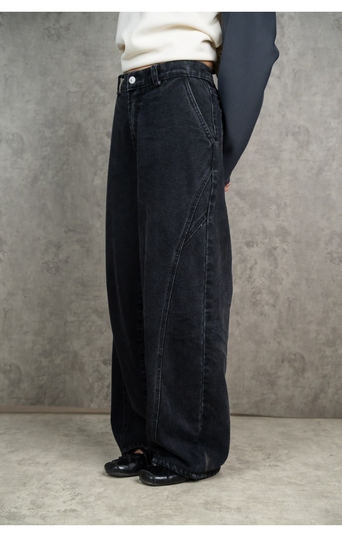 Mode Black Barrel Jeans