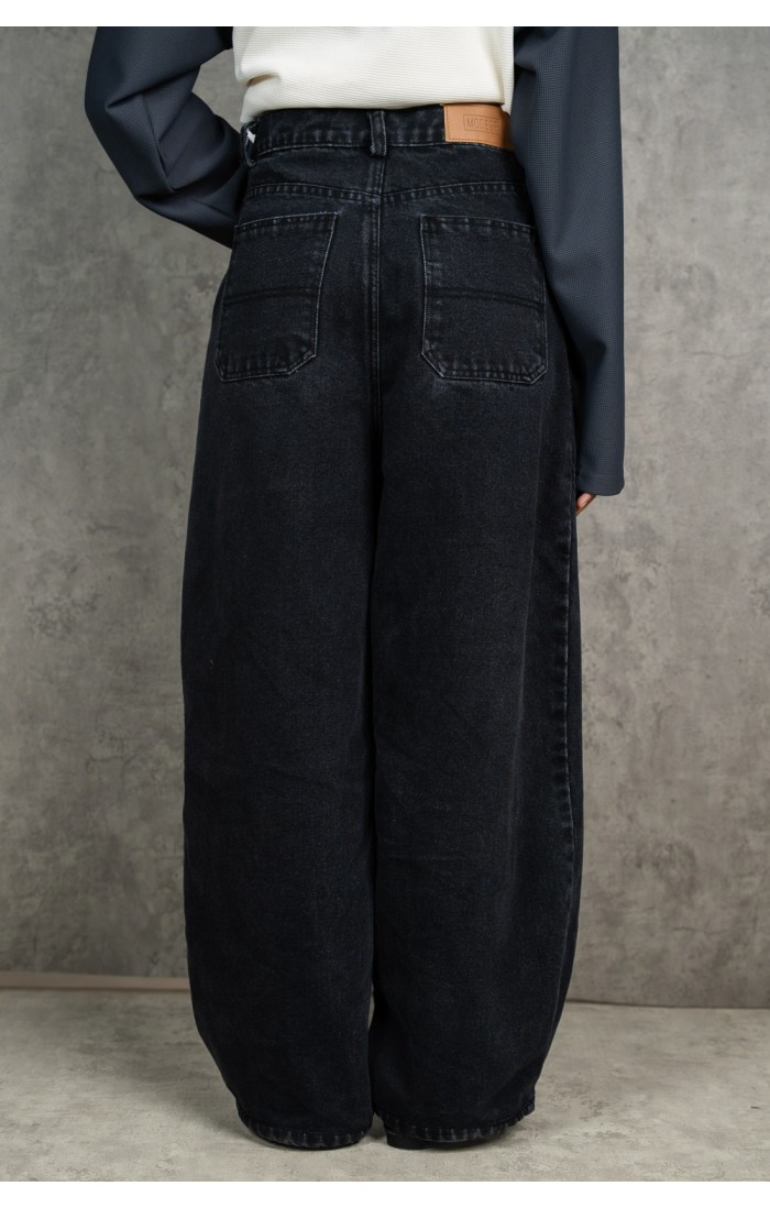 Mode Black Barrel Jeans