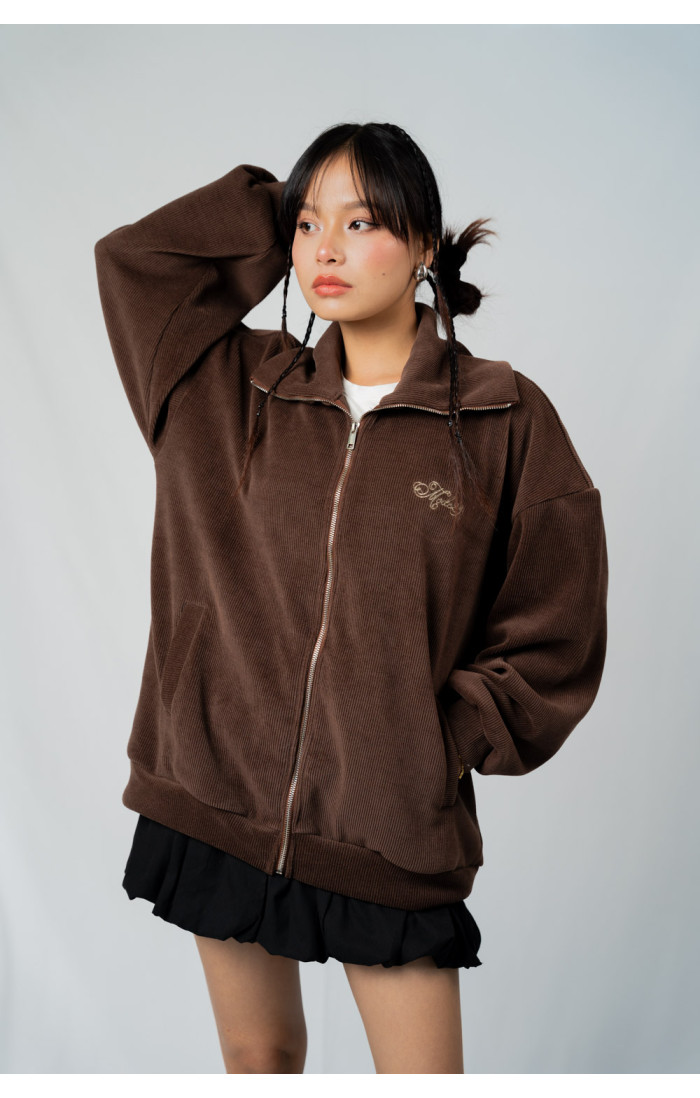 Celine Brown High Neck Zip Sweater