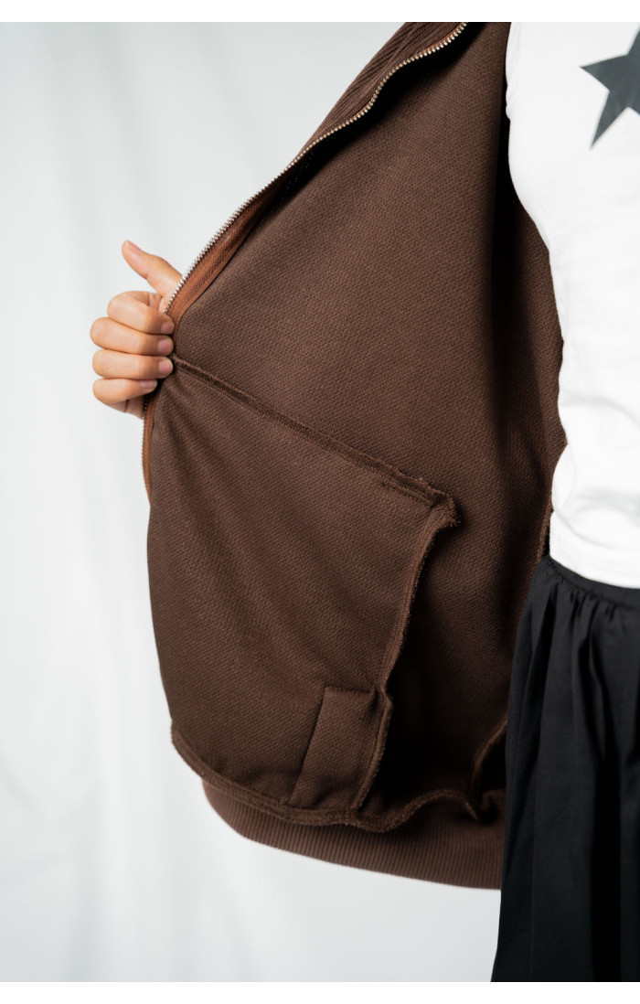 Celine Brown High Neck Zip Sweater