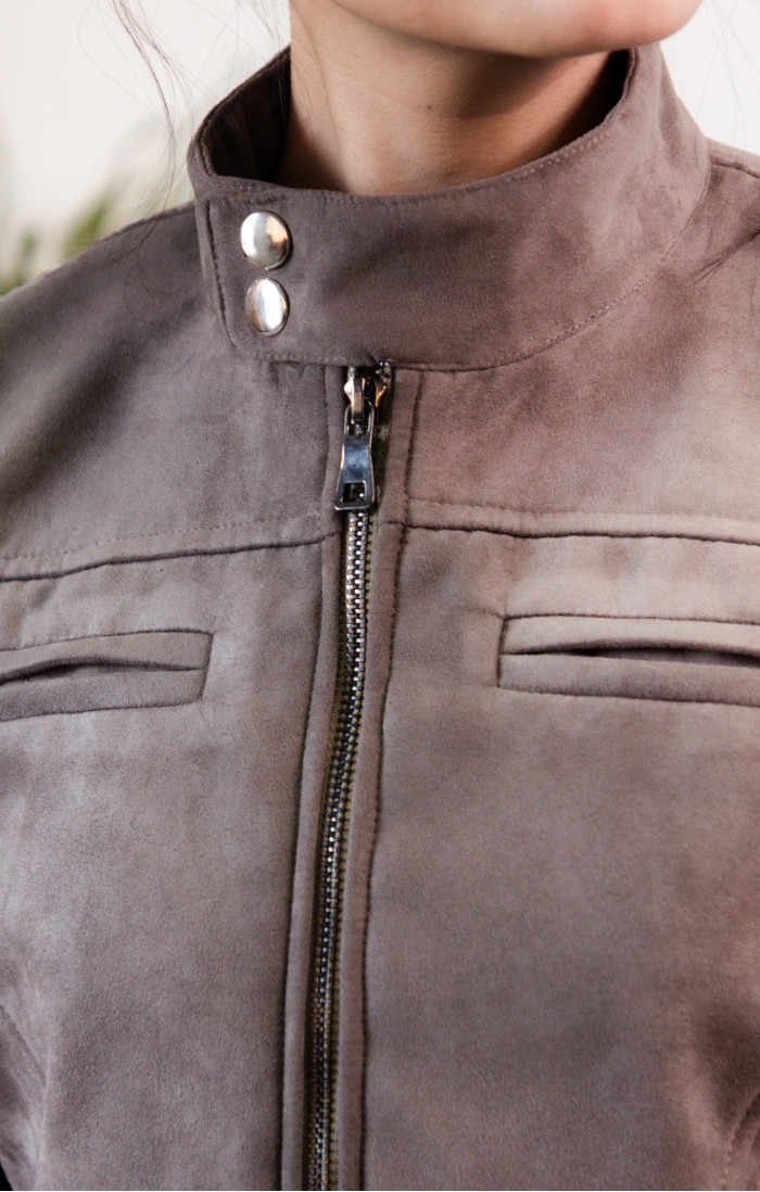 MOTO Gunmetal Grey Suede Jacket