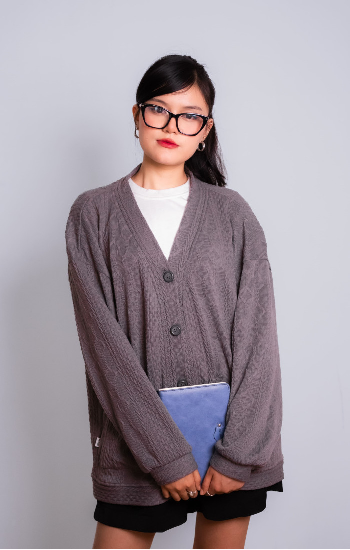 Cable knit Grey Cardigan
