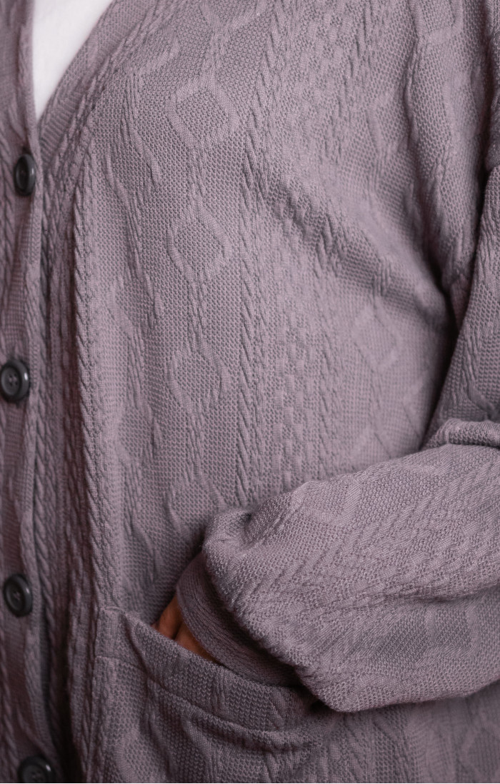 Cable knit Grey Cardigan