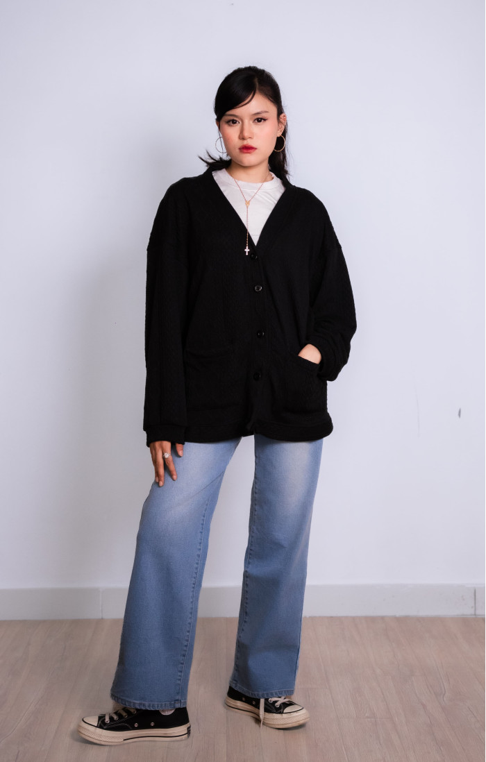 Cable knit Black Cardigan