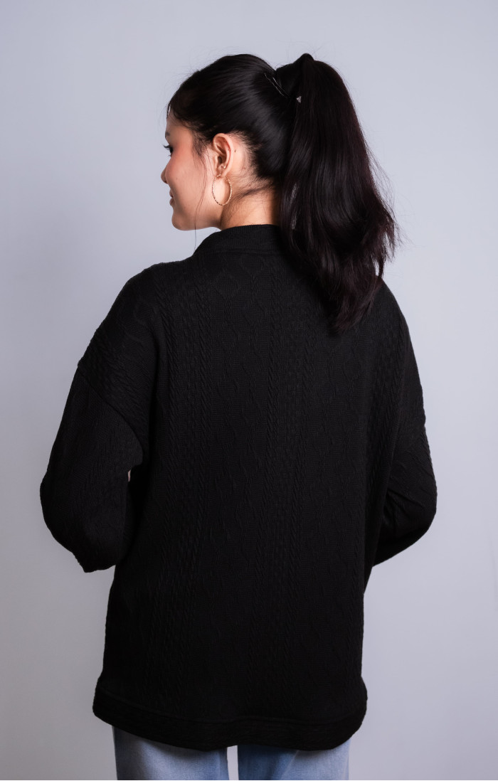 Cable knit Black Cardigan