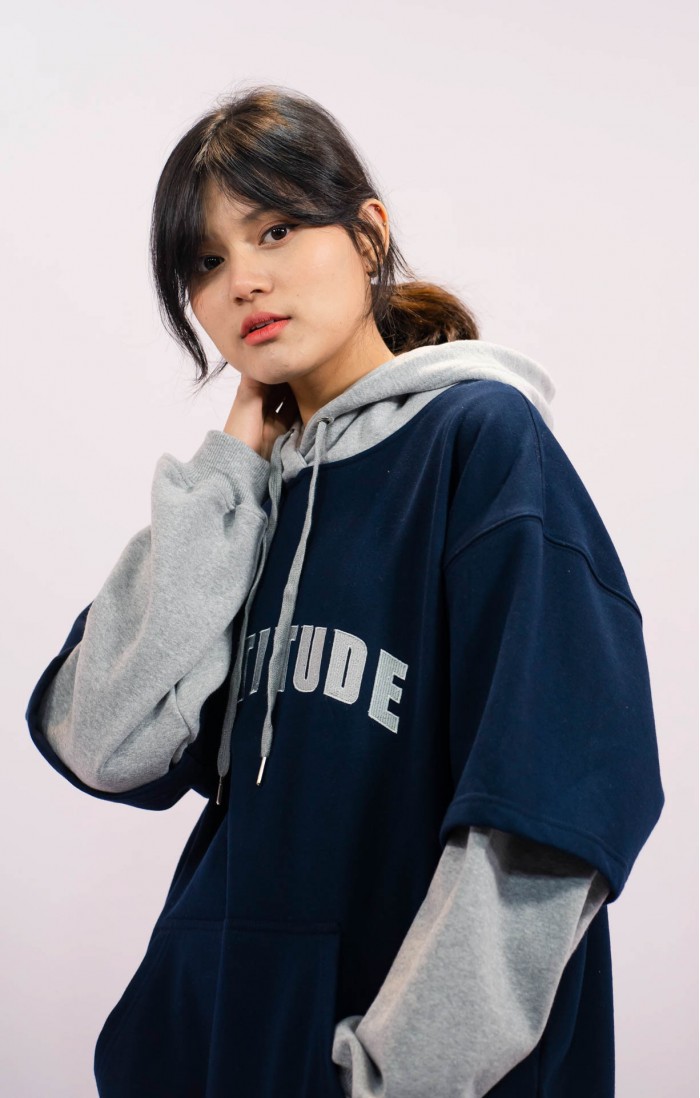 Blue Gratitude Embroidered 2 Color Hoodie
