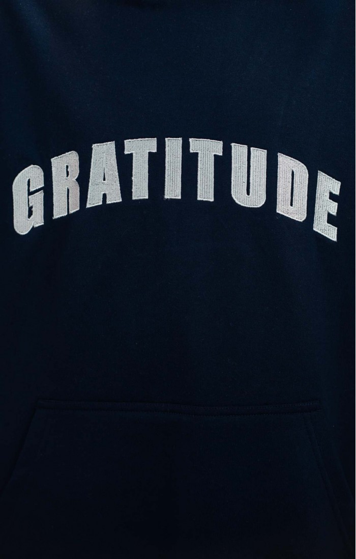 Blue Gratitude Embroidered 2 Color Hoodie