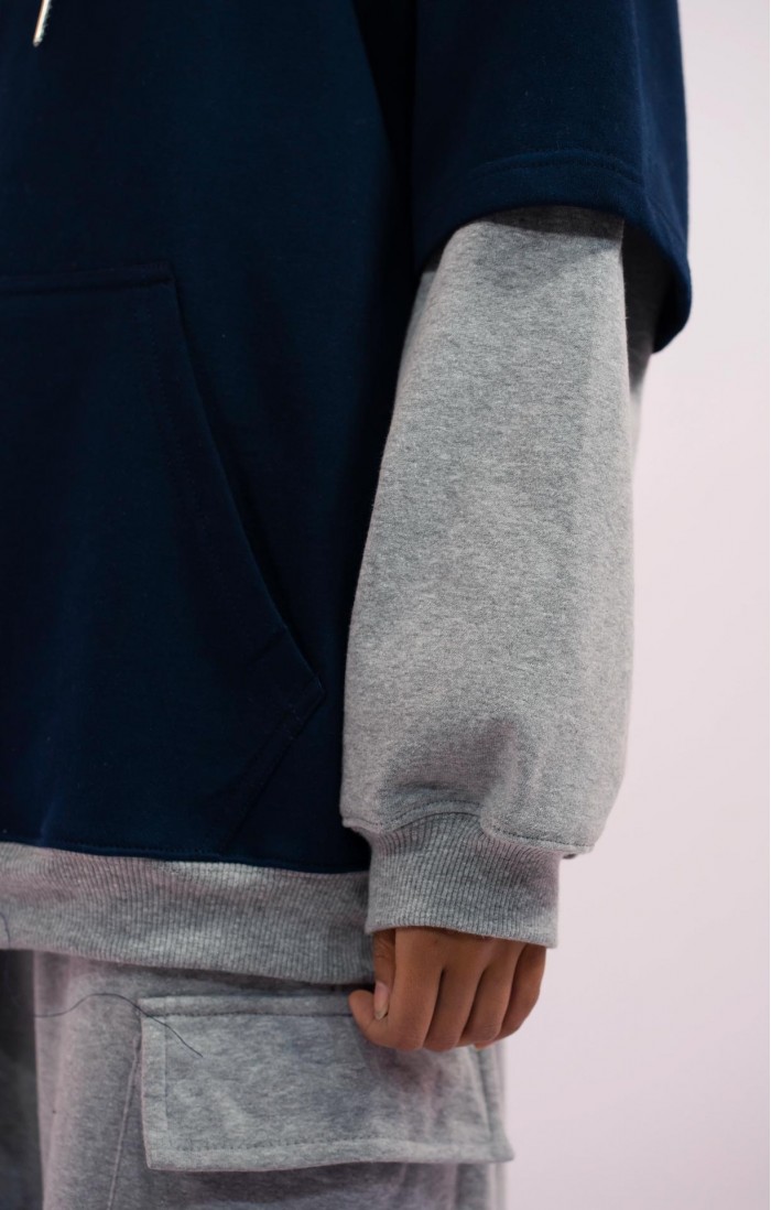 Blue Gratitude Embroidered 2 Color Hoodie