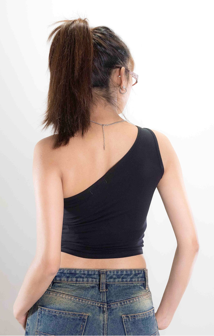 AMY Asymmetrical Black Top