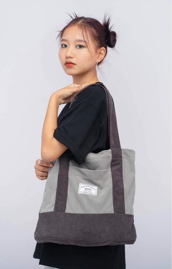 MODE Charcoal Corduroy Shoulder Bag