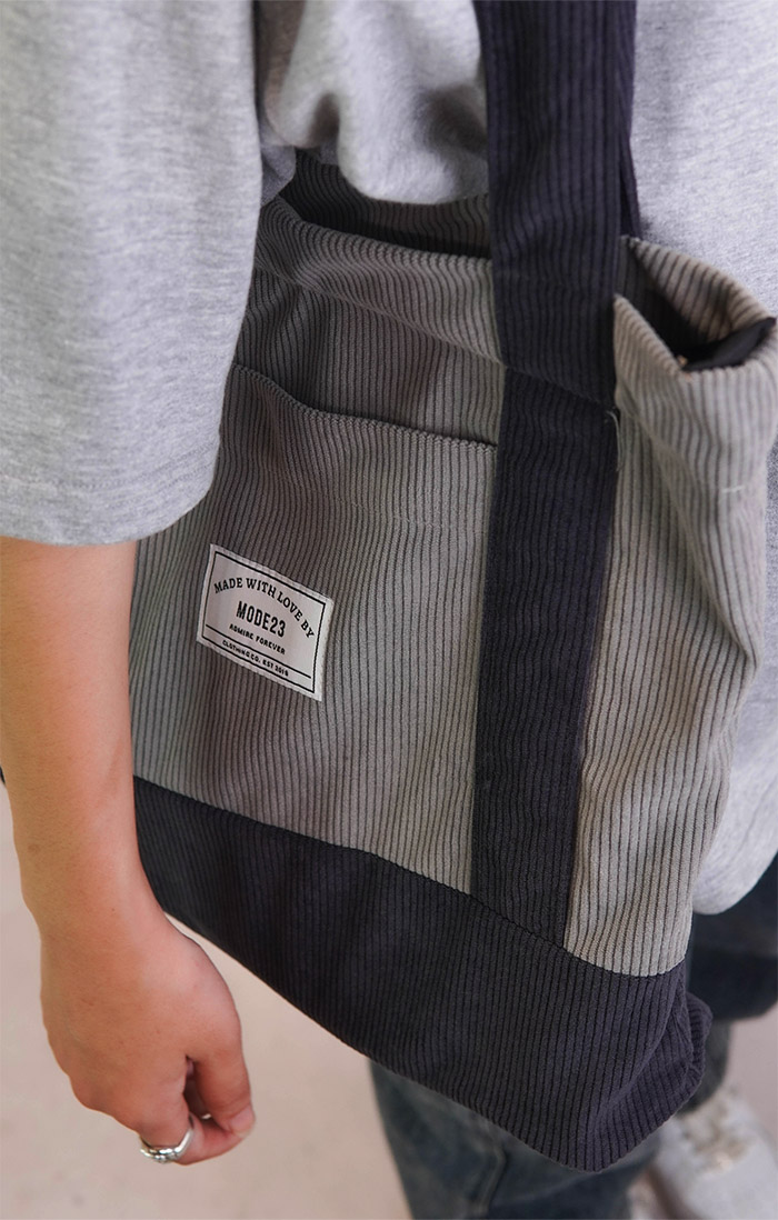 MODE Graphite Corduroy Shoulder Bag