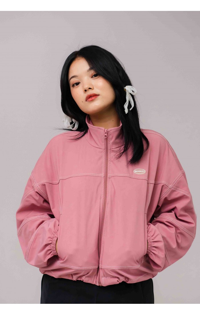 Sporty Contrast Pink Crop Jacket