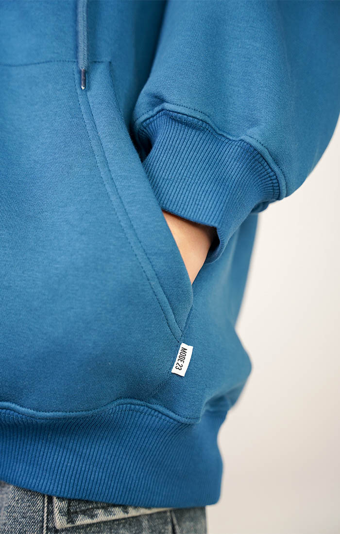 Mode23 Half Button Up Yale Blue Hoodie