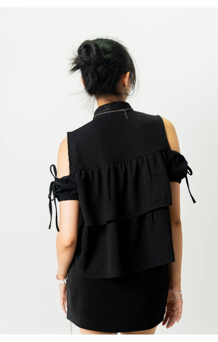 Aurora Black Ruffled Top