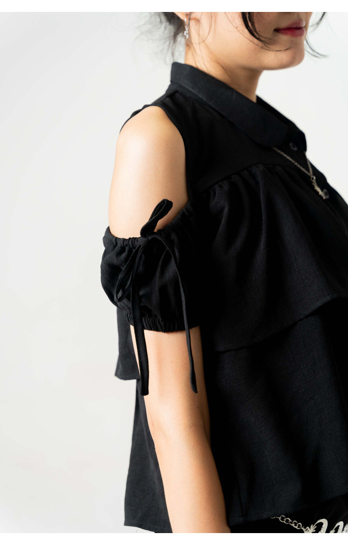 Aurora Black Ruffled Top