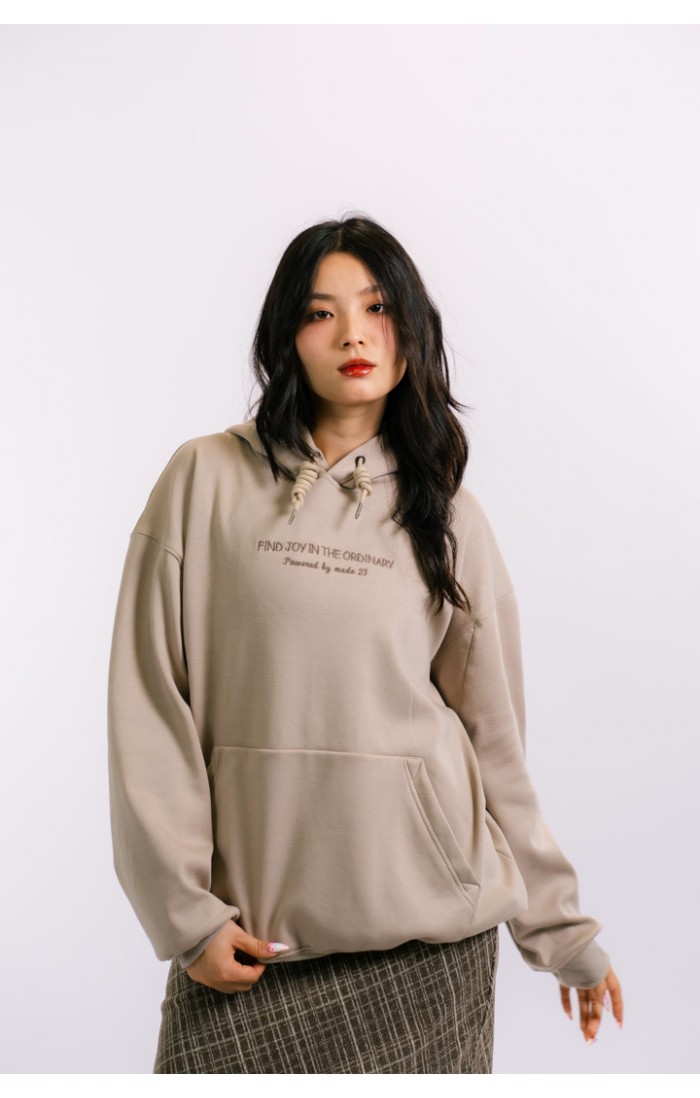 Joy Embroidered Creamy Hoodie