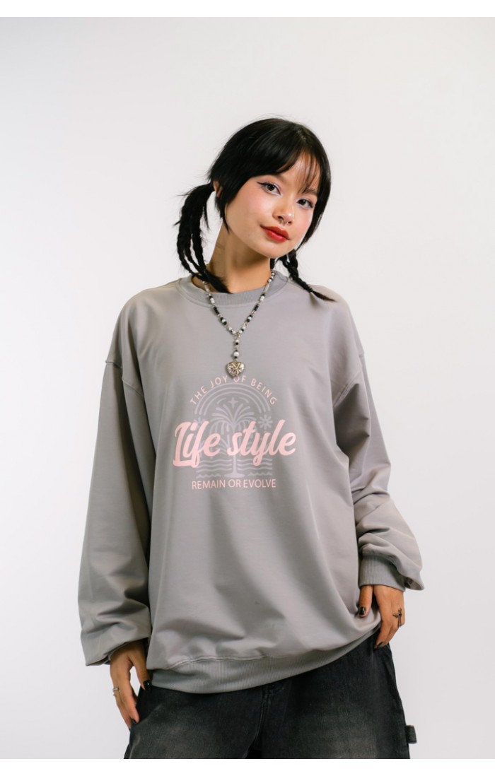 Mode Lifestyle Printed Grey Sweatshirt
