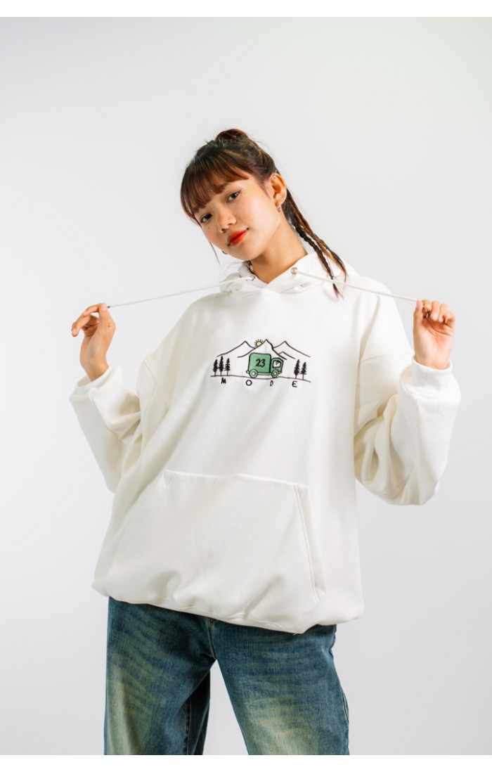 Mode Tour Embroidered White Hoodie