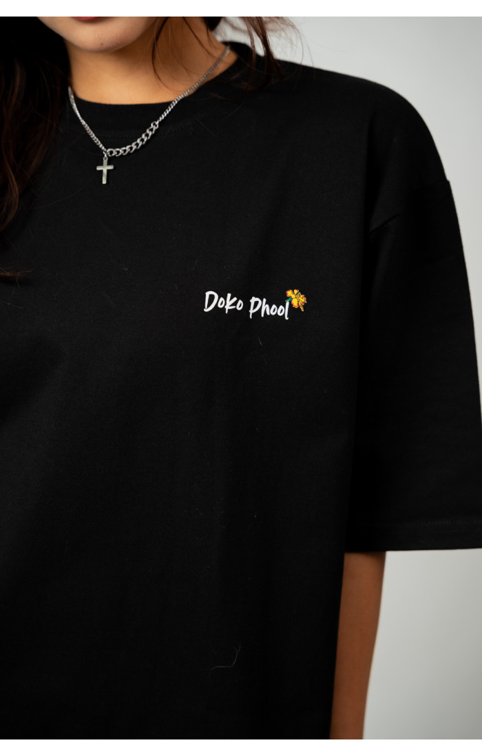 "Doko Phool" Printed Black T-shirt