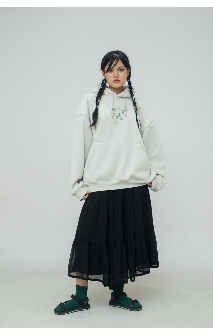 "Rote ping" Printed Off-white Hoodie