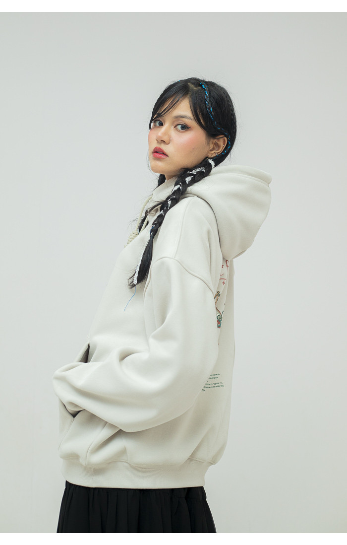 "Rote ping" Printed Off-white Hoodie