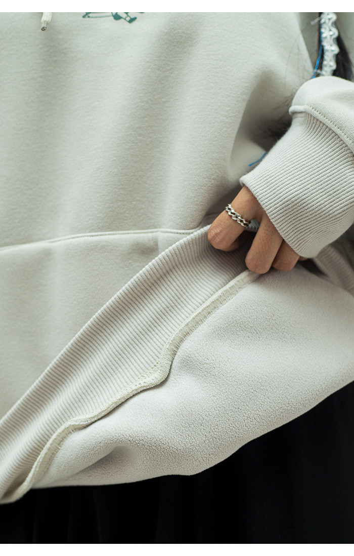 "Rote ping" Printed Off-white Hoodie
