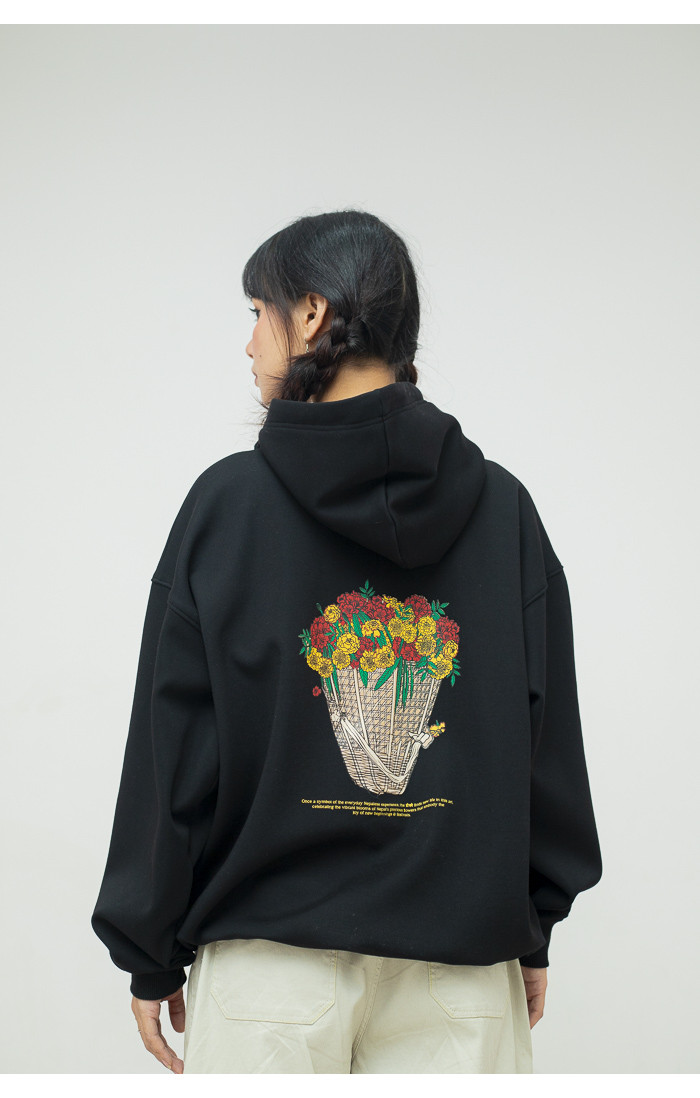 "Doko Phool" Printed Black Hoodie