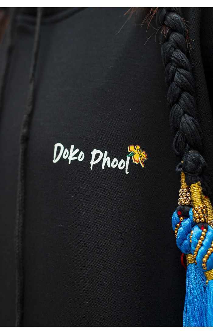 "Doko Phool" Printed Black Hoodie