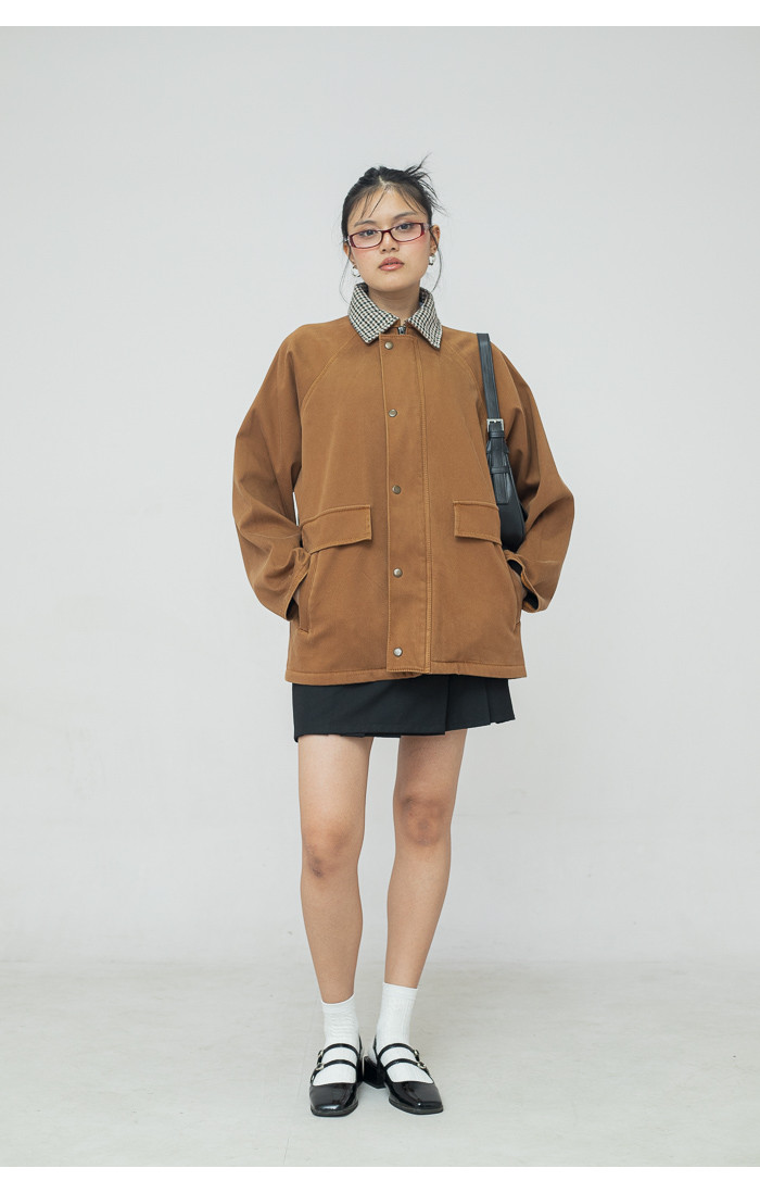Classic Check Collar Suede Jacket