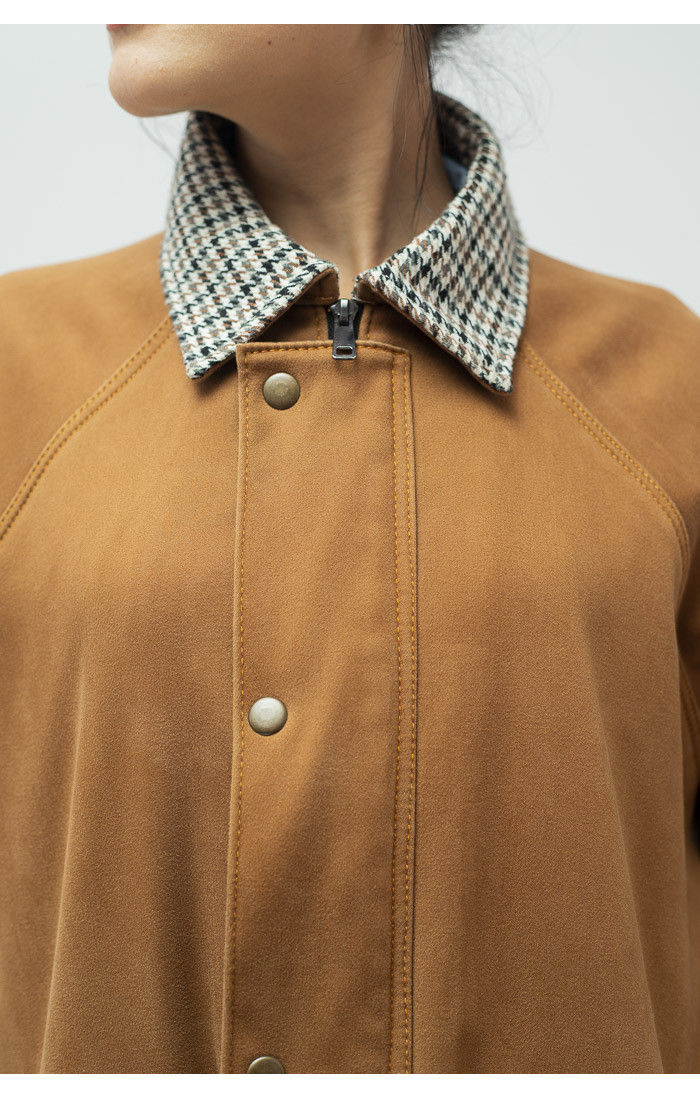 Classic Check Collar Suede Jacket