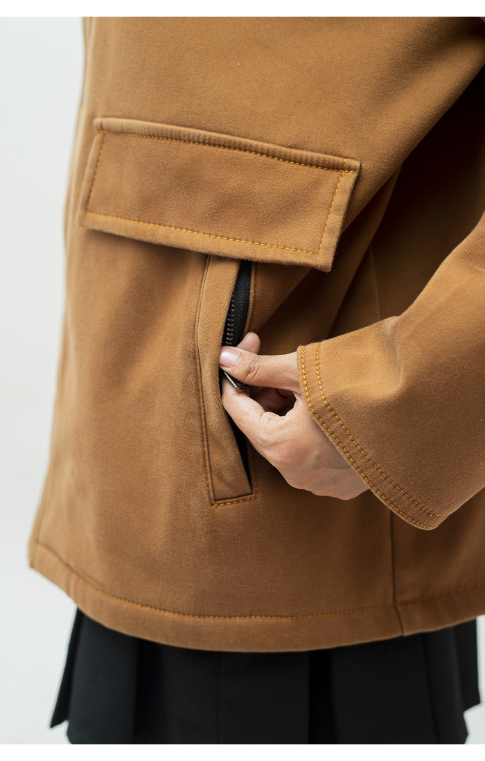 Classic Check Collar Suede Jacket