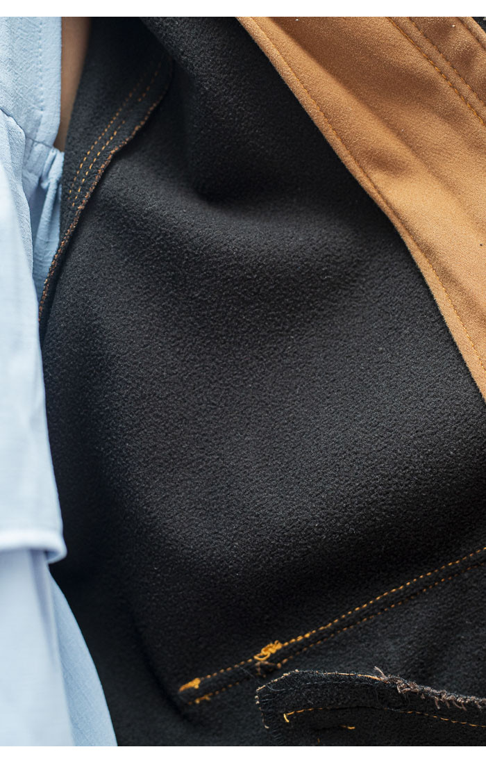 Classic Check Collar Suede Jacket