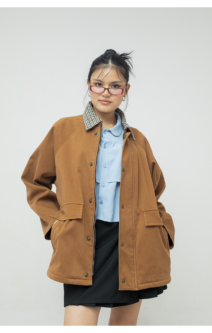 Classic Check Collar Suede Jacket