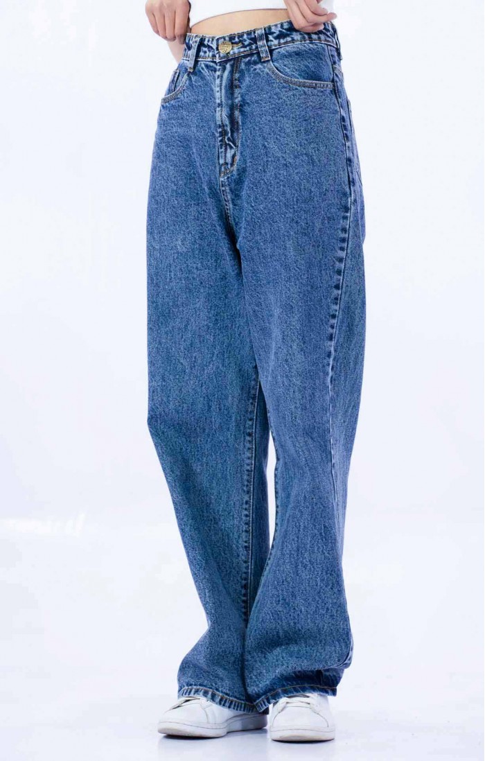 Dark Blue Wide Leg Baggy Jeans