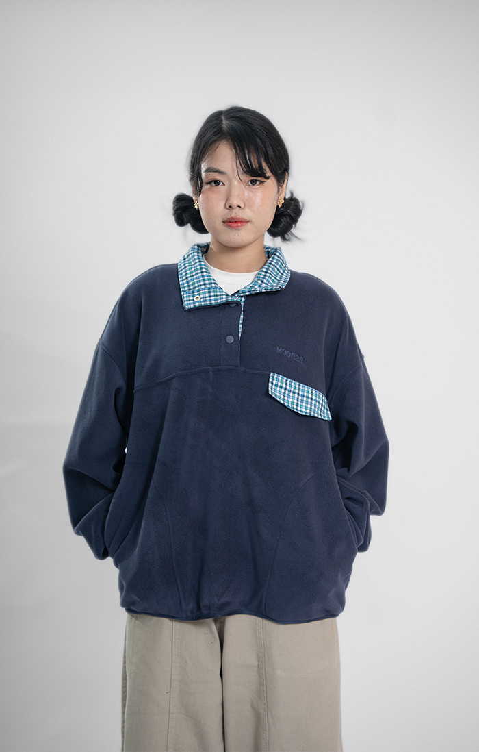 Check Blue Pollar Pullover