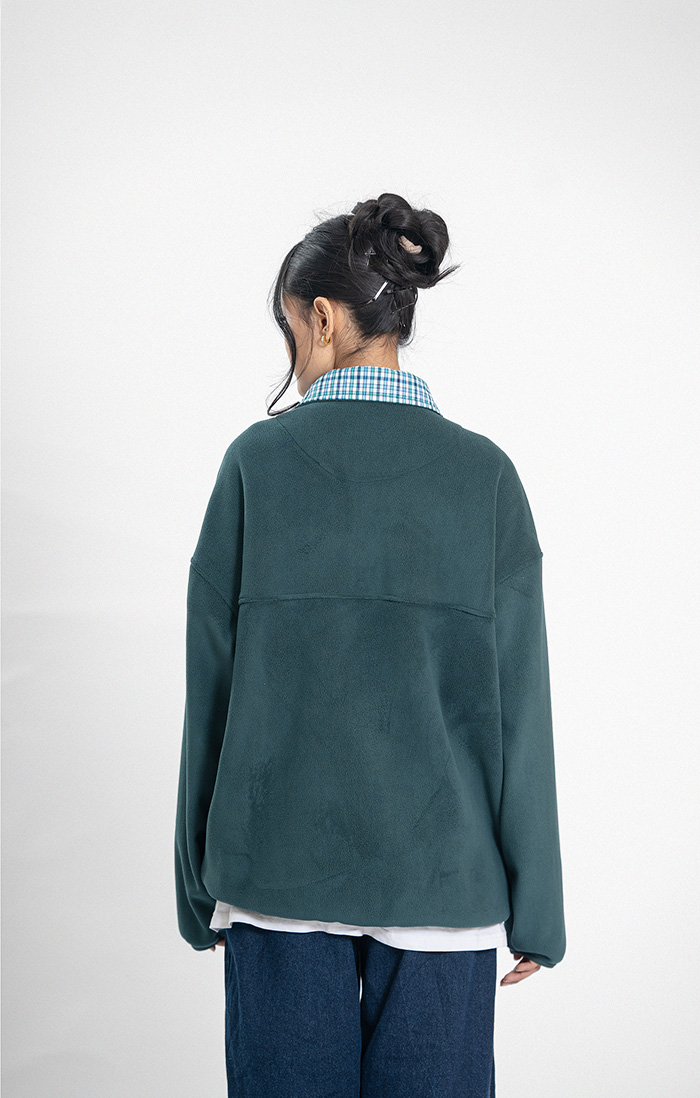 Check Green Polar Pullover