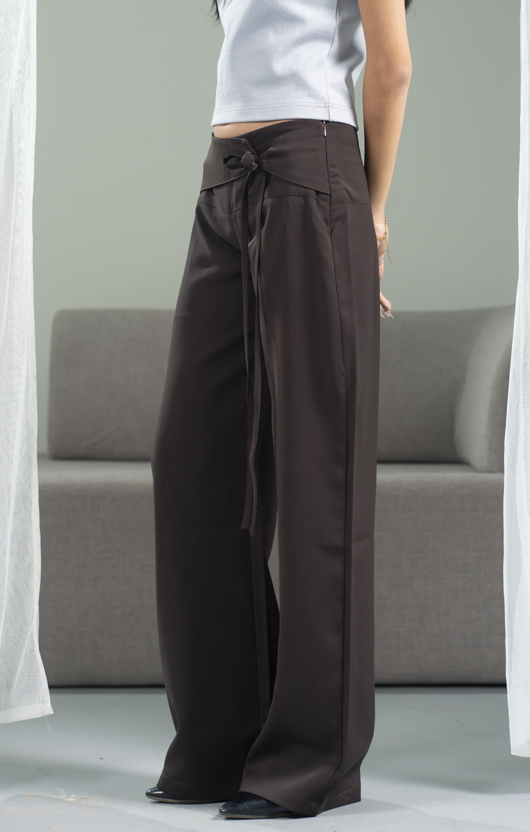 Serena Low Waist Brown Pant