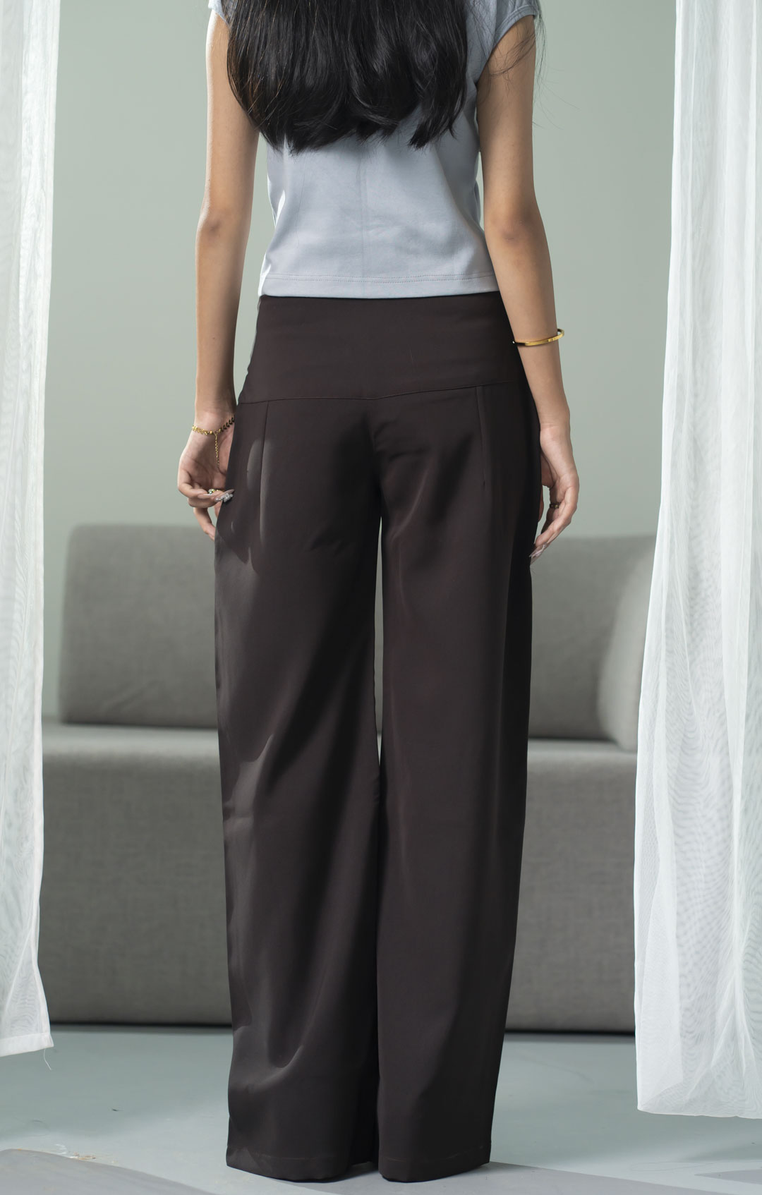 Serena Low Waist Brown Pant